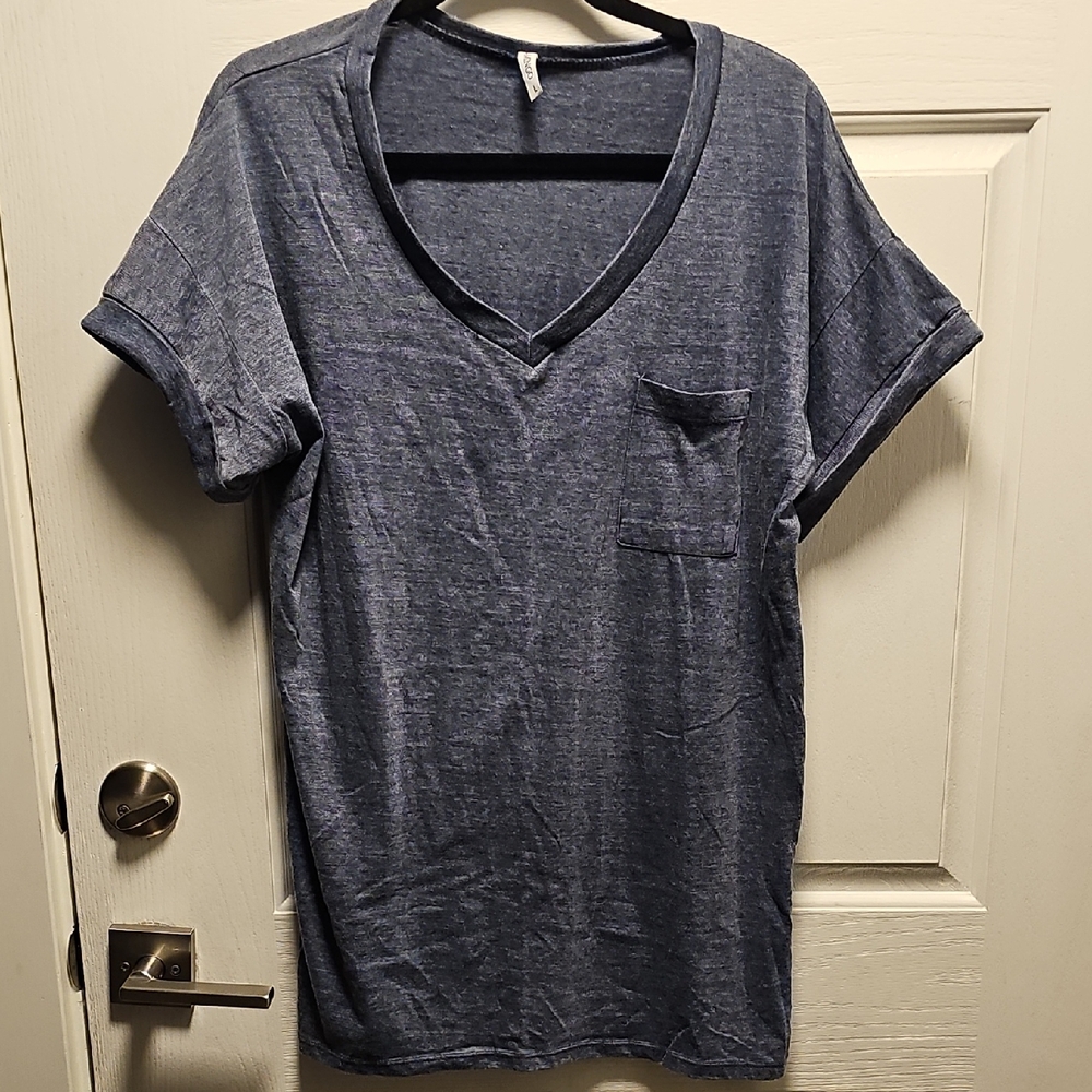 Heathered Navy V-Neck Pocket Tee